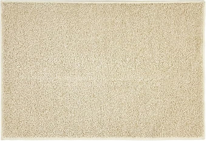 HDFK Bath Mat Non Slip 24x16 Inches Bathroom Rugs 2 Tone Plush Chenille Medium Pile with TPR Backing | Ultra Absorbent Solid Khaki | Shower Rug for Sink Front Tub Step Stain Concealing Decor
