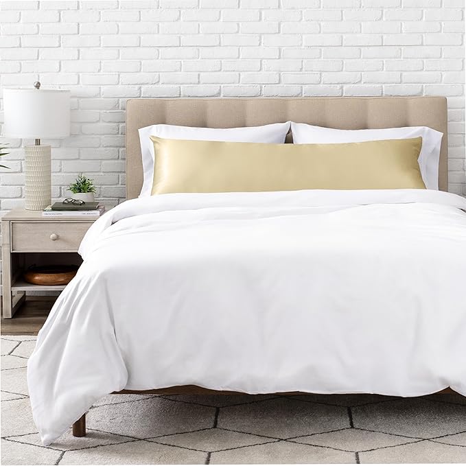 Bare Home 100% Mulberry Silk Pillowcase for Hair and Skin - Ultra Premium 6A Grade 19 Momme Silk Pillow Case - Hidden Zipper - Breathable Cooling Pillow Cover (Body, Champagne)