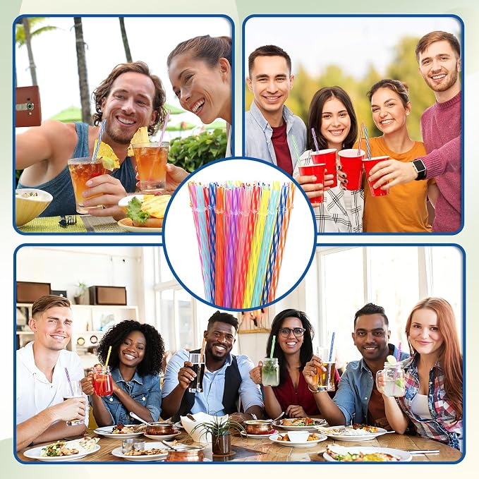 Jovitec 50 Pcs Reusable Plastic Straws with Brush 11 Inch Long Hard Plastic Straws Dishwasher Safe 10 Color Clear Replacement Drinking for 16 oz-32 oz Tumblers Cup Mason Jars Milkshakes Smoothies