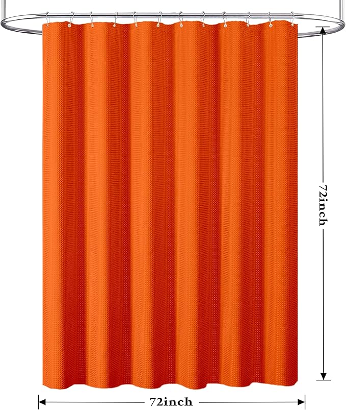 Tititex Solid Burnt Ochre Orange Cloth Fabric Shower Curtain Liner with 2 Magnets - Texture Soft Hotel Quality Shower Liner, Light-Weight & Machine Washable 72x72 inch