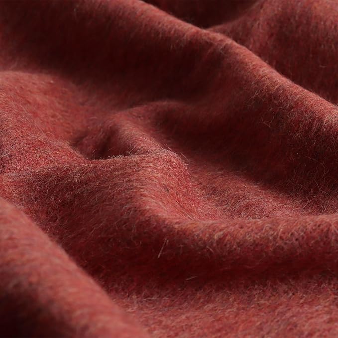 Superfine Alpaca Wool Throw Blanket - Lightweight Alpaca Merino Wool Throw Blankets for Using Indoors or Outdoors | Soft Peruvian Alpaca Blanket Wool Blanket Solid Color 72" x 60" (Red Rose)