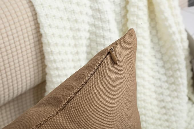 TangDepot Handmade Decorative Solid 100% Cotton Canvas Throw Pillow Covers/Pillow Shams, (28" x28" , Light Coffee, 1 Count (Pack of 1)) | 100% cotton, same-color zip, machine wash & air dry. For living room, bedroom, office, car. 42 colors, 449 sizes. ...