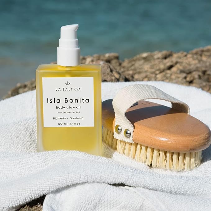 LA SALT CO Dry Brushing Body Brush, Exfoliating Body Scrubber for Dry Skin, Plant-Based with Sisal Bristles