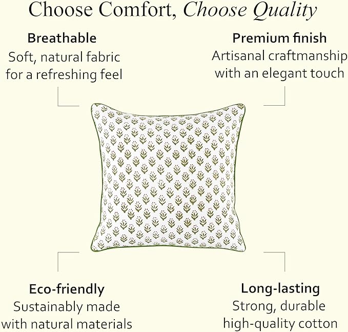 CPC Throw Piping Pillow Covers for Couch, 24x24 Inch Pillows for Living Room, 100% Cotton Boho Cute Outdoor Pillows, Flower Cushion Covers Gift for Spring, Easter - Bohemian Meadow