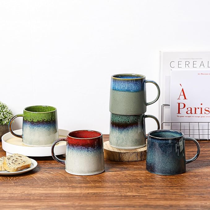 Large Ceramic Coffee Mugs, 20 oz Handmade Pottery Mug, Big Tea Cups with Handle for Office and Home, Dishwasher and Microwave Safe (Light Green)