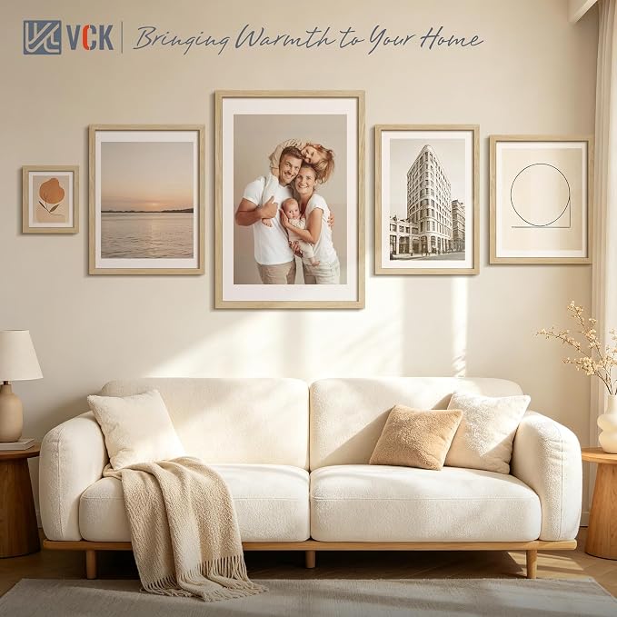 VCK 18x24 Poster Frames Black Set of 6, Wide Border Woodgrain Series Picture Frame, Multi-Directional Display, for Living Room, Bedroom, Home Office, Wall Hanging