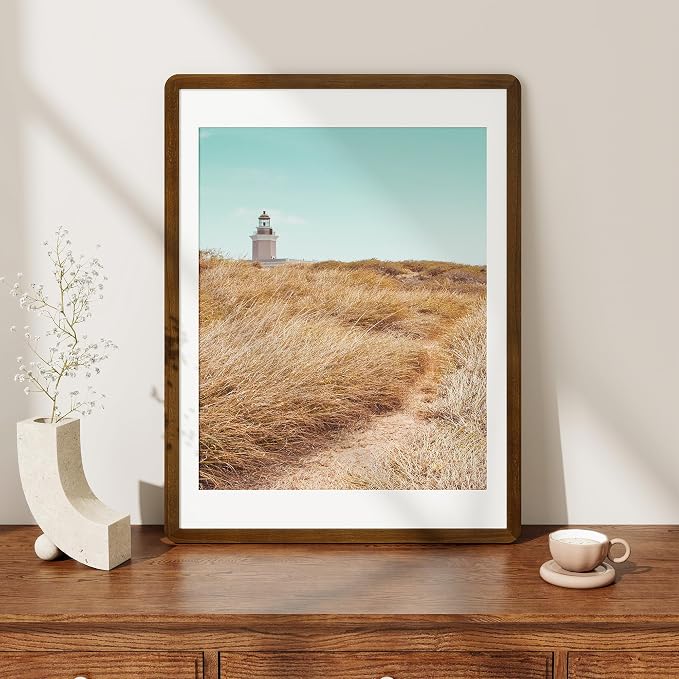 Fun Memories 18x24 Poster Frame - Solid Walnut Wood Frame, 18x24 Picture Frame with Mat for 16x20, Wood Frame with Tempered Glass, 24x18 Large Poster Frame for Gallery Wall Display, Natural Walnut