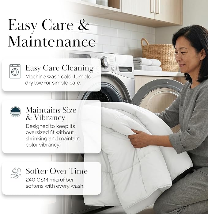 Southshore Fine Living, Inc. White Comforter Full Size, Queen Down Alternative Comforter Only, Fluffy Duvet Insert Full/Queen Size Bedding, Cozy Bedding for All Seasons, Bright White Comforters