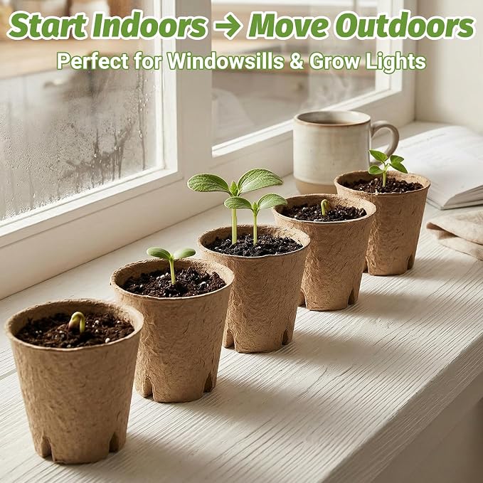 60Pcs 3.1 Inch Peat Pots - Nursery Pots with Drainage Holes for Seedlings - Biodegradable Seed Starting Pots with 60Pcs Plant Labels for Garden Plants