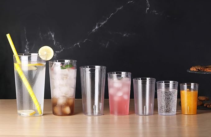 New Star Foodservice Restaurant-Grade Polycarbonate Beverage Tumblers, 8 oz, Clear, Set of 12