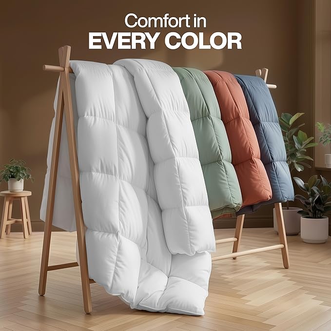 Utopia Bedding Comforter Duvet Insert, Quilted Comforter with Corner Tabs, Box Stitched Down Alternative Comforters King Size (White, Pack of 2)