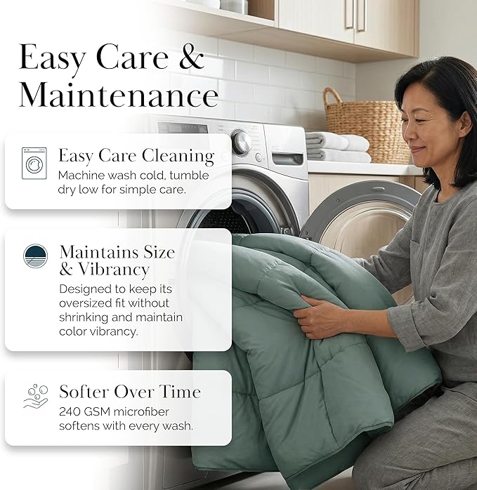 Southshore Fine Living, Inc. Lightweight Down Alternative Comforter Full, Queen Size Fluffy Duvet Insert Queen Down Comforter, Machine Washable Cozy Bedding, Steel Blue