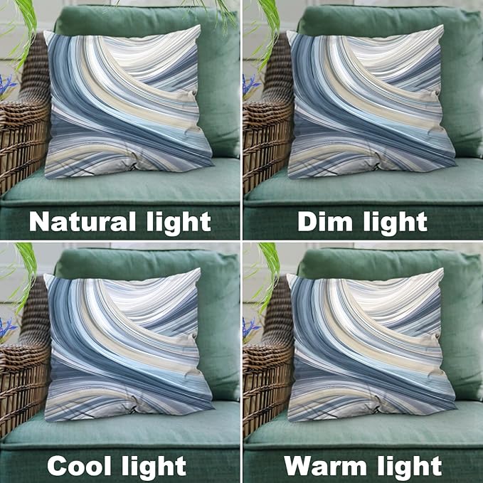 Shrahala Serene Fluid Art Decorative Throw Pillow Cover, Calm Hues Minimalist Square Pillowcase Blended Double-Sided No Inserts for Bedroom Living Room Set of 2 (20 x 20 in)