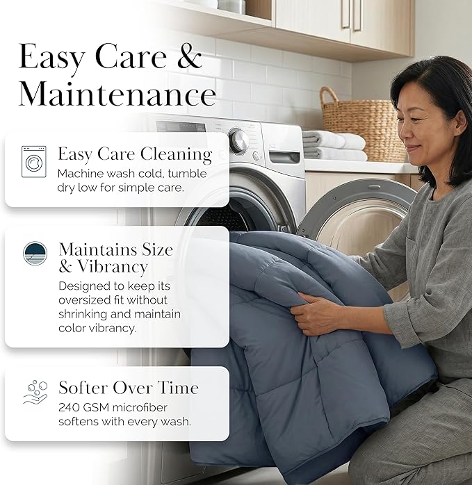 Southshore Fine Living, Inc. Queen Comforter, Full Size Bedding Comforters, Fluffy Down Alternative Blue Comforter, Queen Size/Full, Pet Hair Resistant Bedding, Machine Washable, Slate Blue