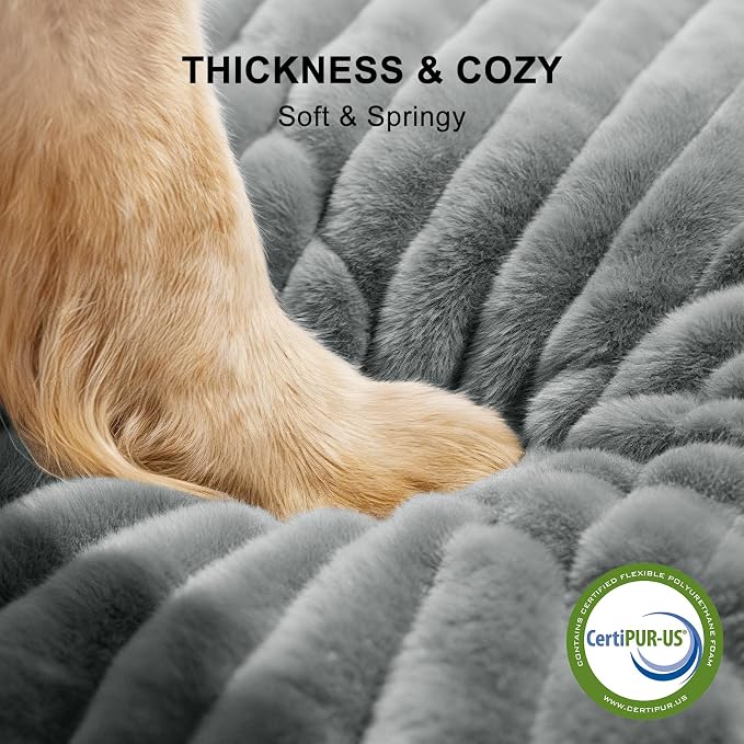 FURTIME Medium Dog Beds for Medium Dogs Washable, Orthopedic Dog Bed, Rectangle Warming Soft Calming Sleeping Puppy Bed Durable Pet Bed with Anti-Slip Bottom M Plus (30"x24"x8")