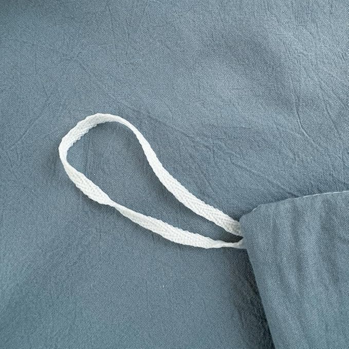 FACE TWO FACE Bedding Duvet Cover Set100% Washed Cotton Duvet Cover Linen Like Textured Breathable Durable Soft Comfy (King, Deep Gray Blue)
