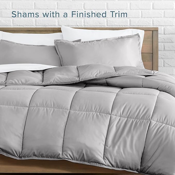 Bare Home Comforter Set - Full Size - Ultra-Soft - Goose Down Alternative - Premium 1800 Series - All Season Warmth (Full, Light Grey)