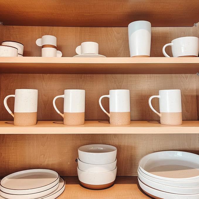 MORA Ceramics 12oz Coffee Mug Set of 4 - Ceramic Tea Cups with Handle - Microwave and Dishwasher Safe, Perfect For Cup or Mug Lovers - Rustic Matte Glaze, Modern Design Mugs - Petro