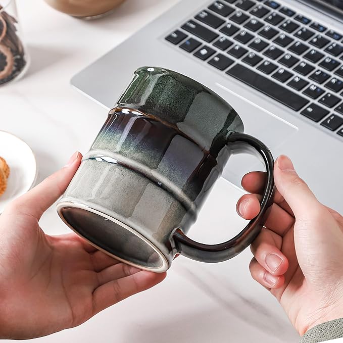 Coffee Mug, 22 oz Beer Mugs Large Ceramic Coffee Mug Tea Cups, Handmade Mug with Big Handle for Office and Home, Dishwasher and Microwave Safe (Light Green)