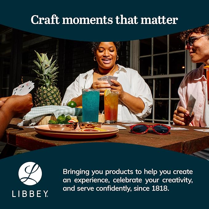 Libbey City Tumbler Glasses Set, 14.3 Oz Clear, Tall Drinking Glasses Set of 8, Thick, Square Glass Cups Set for Casual Dining and Daily Use | Crystal Clear Drinking Glasses, Thick Square Base, Everyday Glassware for Water, Juice & Iced Tea, Dishwasher...