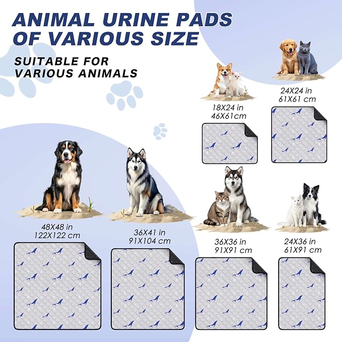 WanpeeGoo Washable Pee Pads for Dogs, 2Pack Reusable Puppy Pads, Super Absorbent & Leakproof Dog Pads, Anti-Slip Dog Pee Pads for Puppy Training & Incontinence, Dolphin Pattern 24"x36"