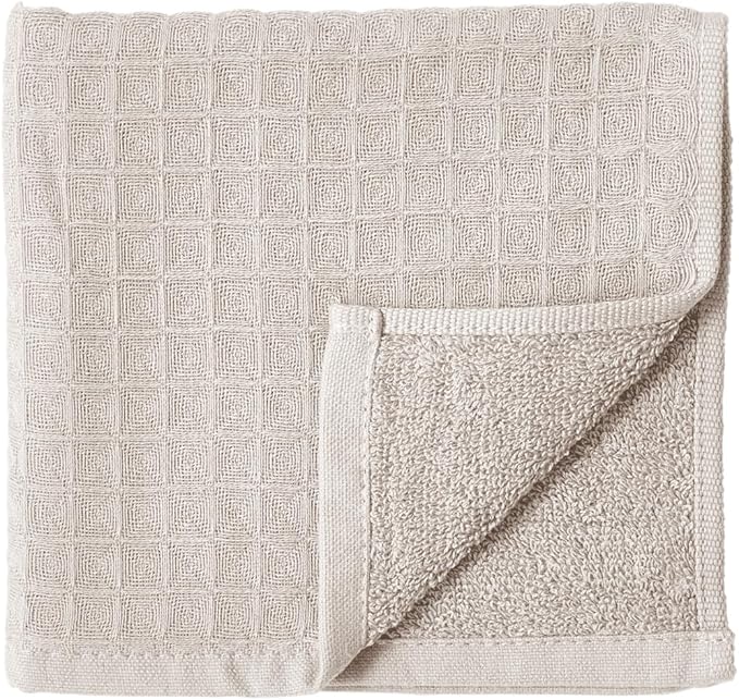 UCHINO Waffle Twist Cotton Weave Towel Set for Bathroom – 2 Bath, 2 Hand, 2 Washcloths, Lightweight Absorbent Quick Dry Honeycomb Texture Solid Terry Loop Reverse, 6 Piece, Linen