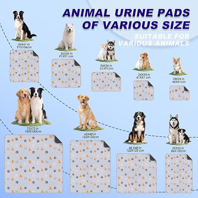 WanpeeGoo Washable Pee Pads for Dogs, 2 Pack Absorbent Reusable Training Dog Pads Pet Puppy Pads, Non-Slip Potty Pads for Whelping, Playpen, Crate, Bed, Orange, 36"x41"