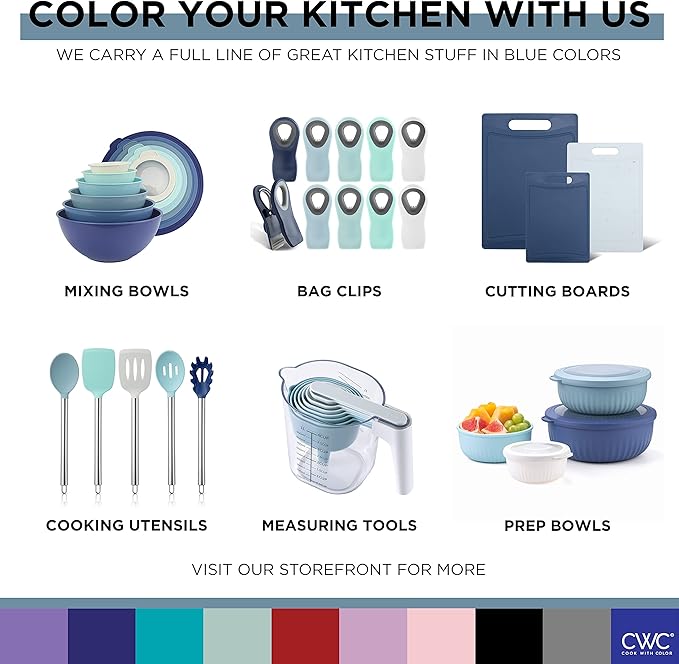 COOK WITH COLOR Non-Slip Cutting Board Set – Kitchen Essentials with Easy Grip Handle for Meat, Veggies, and Fruits, 3 Cutting Boards, Bamboo Non-Slip Light Blue