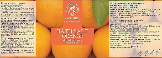 Orange Bath Salts w/Natural Orange Essential Oil 21.16 Oz - Good for Beauty - Bathing - Body Care - Wellness - Spa - Bath (Pack of 2)
