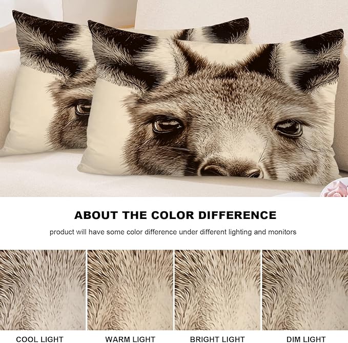 Shrahala Cute Kangaroo Decorative Throw Pillow Cover, Sepia Toned Kangaroo Portrait Lumbar Pillowcase Blended Double-Sided No Inserts for Bedroom Living Room Set of 2 (12 x 20 in)