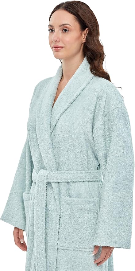 Arus Women's Shawl Collar Robe, Turkish Terry Cotton Bathrobe,with Regular and Full Length Options
