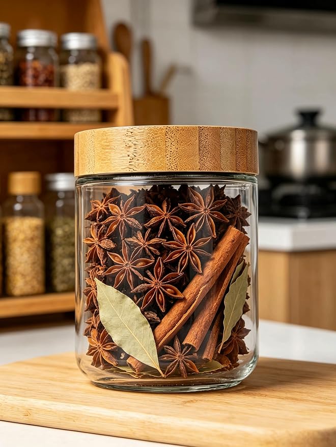 Glass Jars with Bamboo Lids Airtight