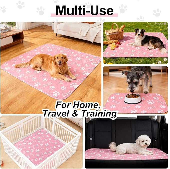BEAUTYZOO Washable Pee Pads for Dogs, 18'' x 24" Reusable Puppy Pee Pads Super Absorbent Leakproof Dog Training Pads, 2 Pack Non-Slip Potty Pads for Small Medium Dogs Whelping Pads Litter Mat, Pink