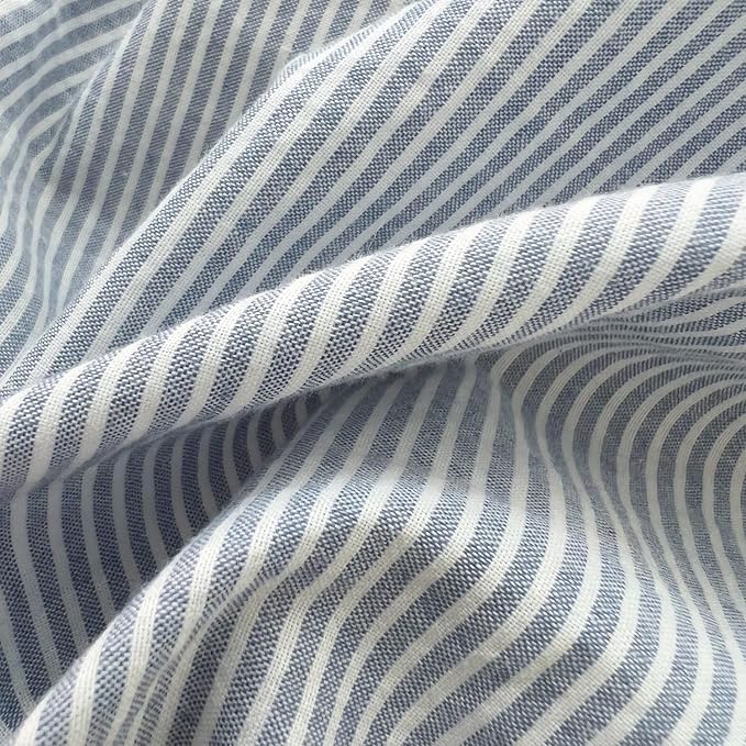 mixinni Blue Striped Duvet Cover Twin Size - 100% Washed Cotton Pinstripe Comforter Cover with Zipper Closure, Lightweight & Breathable, 3 Pieces Minimalist Stripes Pattern Printed Bedding Set