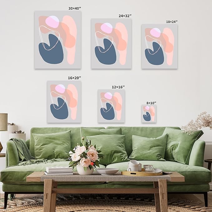 Monem Art Abstract Organic Shapes Print - Minimal Scandinavian Line Art Poster - Wall Decor for Living Room, Bedroom or Office - 8x10 ROLLED CANVAS Wall Art by Mareike Bohmer