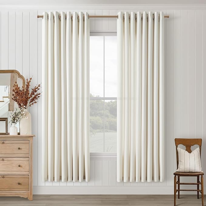 Grommet Linen Curtains 72 Inch Length 2 Panels Set for Living Room Dining Flax Linen Drapes Semi Sheer Boho Farmhouse Neutral Country Window Curtains 72 Inches Long for Closet Bedroom Cream Ivory