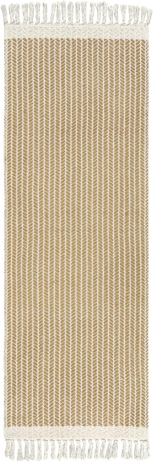 Lahome Belle Boho Bathroom Runner Rug, 2x6 Laundry Room Lightweight Entry Runner Woven Cotton Throw Carpet with Tassels, Farmhouse Non Shedding Washable Rugs Low Pile for Kitchen Hallway, Khaki