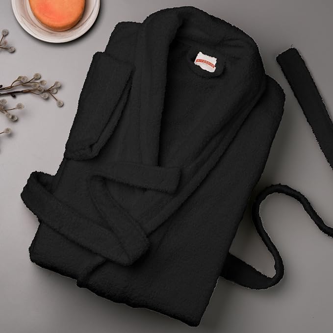 RIVERSIDE Premium 100% Cotton Terry Bathrobe For Women and Men - Soft Towel Robes with Shawl Collar Ajdustable Belt & Pockets