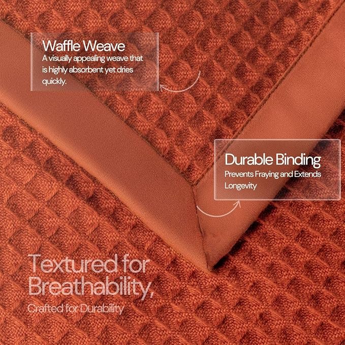 GOTS Certified 100% Organic Cotton Salt Earth Throw Blanket, 90"X 90" Blankets & Throws For Bed, Throw Blanket For Couch,Modern & Cozy Blanket, All Season Waffle Blanket, Soft Blanket (Cinnamon Stick)