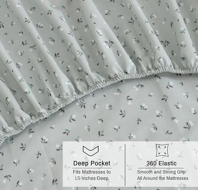 RUVANTI 100% Cotton Organic Percale Sheets Full Size – Crisp Cooling Bed Sheets for Hot Sleepers, Deep Pocket 15”, Soft Peach Finish, Breathable & Durable Hotel-Style 4 Pcs, Bud Club