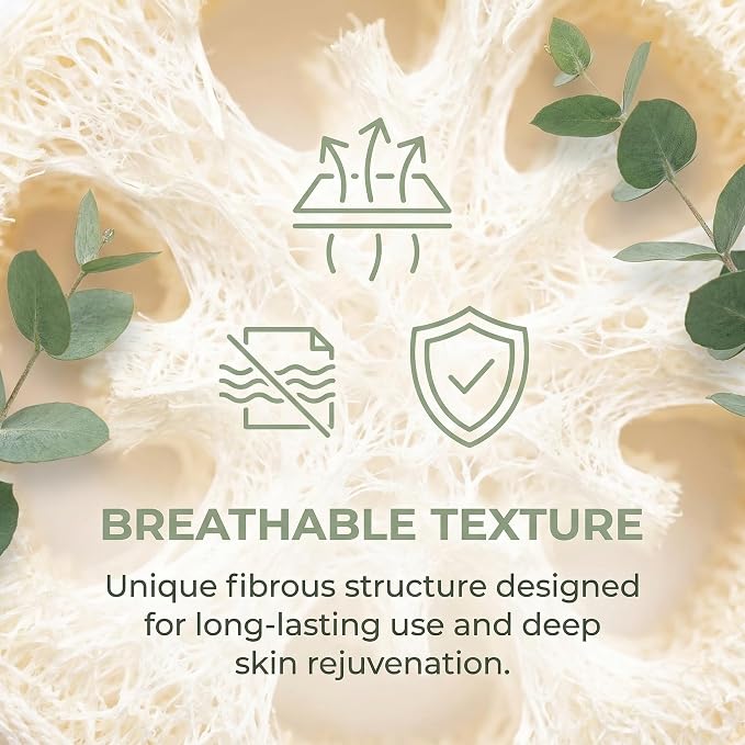 Natural Loofah Sponge Exfoliating Body Scrubber & Face Scrubber,Eco-Friendly Loofah Shower Tool for Men & Women,for Face and Body Skin Care Bath(2 Pack)