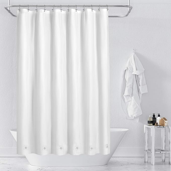 Barossa Design White Shower Curtain Liner with 6 Magnets - Waterproof PEVA Shower Liner for Bath Tub, 72" x 72" Standard Size, PVC Free & Metal Grommets - White, 72x72