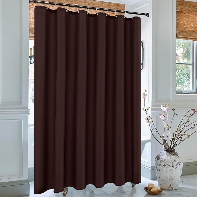 Biscaynebay Extra Long Fabric Shower Curtain Liners 72" Width by 84" Length, Brown Water Resistant Bathroom Curtains Rust Resistant Grommets Top Weighted Bottom Hem Machine Washable