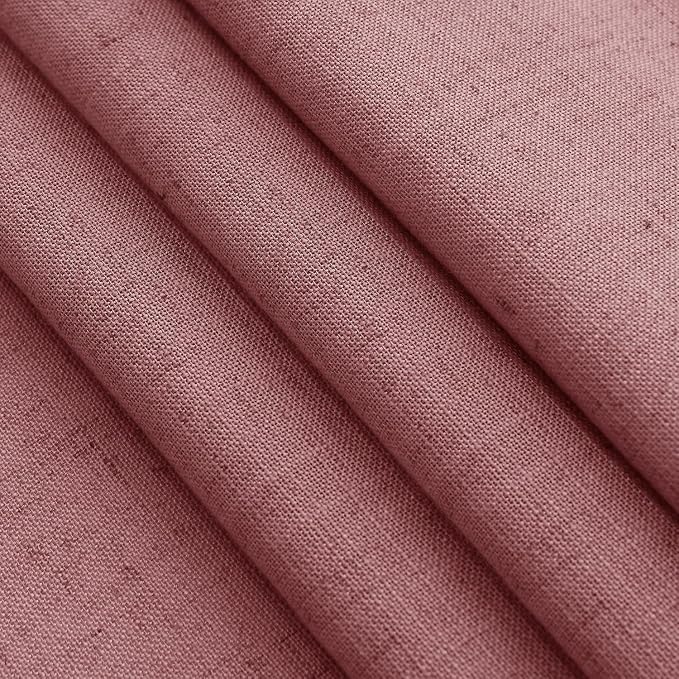 Canyon Rose Linen Curtains 80 Inch Length for Living Room Light Filtering Semi Sheer Curtain Back Tab Modern Farmhouse Decor Elegant Luxury Boho Girl Drapes for Bedroom Dinner Room 52x80, 2 Panels
