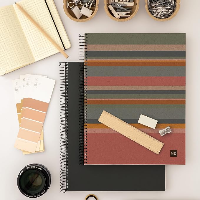 Miquelrius - Recycled A4 notebook, 120 recycled sheets of 80 g/m², plain notebook with blank sheets for drawing, lettering or sketching, recycled cover, 4 holes, lines