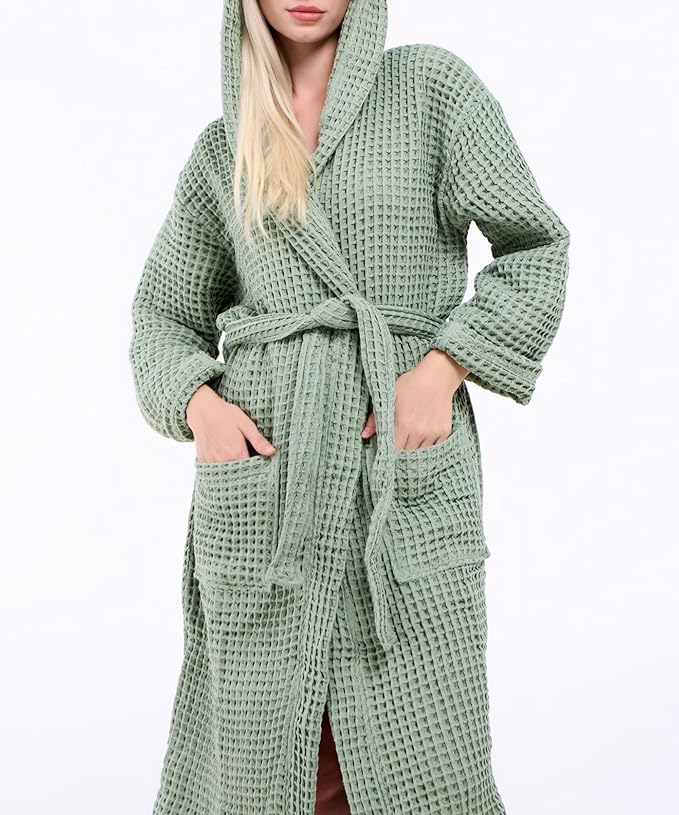 100% Turkish Cotton Waffle Bathrobe for Women