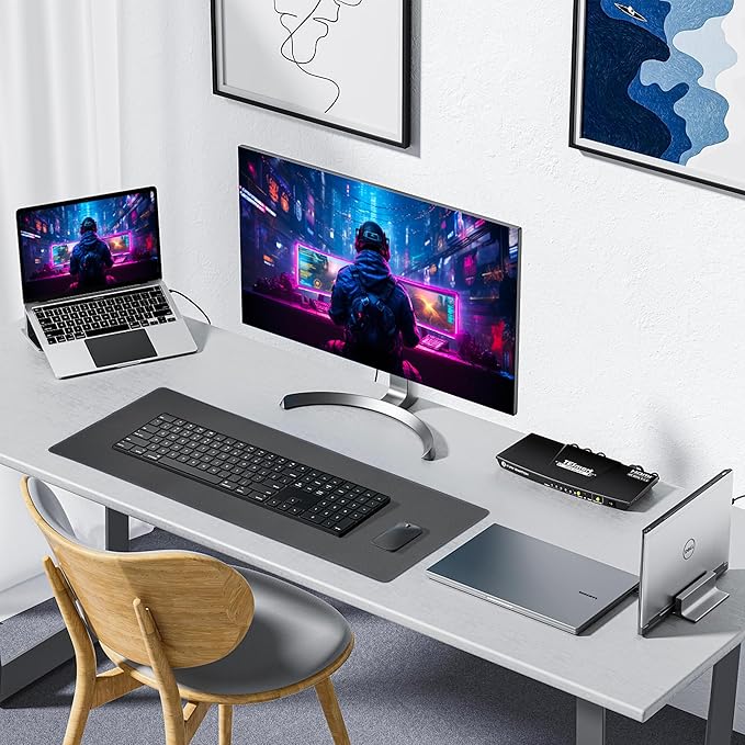 ALOANES Waterproof Mouse Pad with Durable Stitched Edge, XXXL Gaming Keyboard Pad, Non-Slip Rubber Base Mouse Mat, Extended Desk pad for Gamer, Office & Home, Dark Gray Mousepad 35.4"x 15.7"x 0.12"