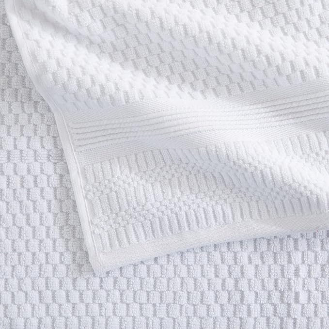Market & Place 100% Cotton Waffle Weave Bath Towels Set of 4 – Soft, Quick-Dry, Lightweight, Textured Bathroom Towels – White | Zoey Collection
