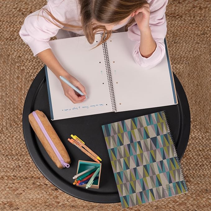 Miquelrius - A4 notebook, 7 mm ruled notebook, 100% recycled paper notebook 80 g/m², recycled notebook with 80 sheets of one color, spiral, ruled notebook, Eco Rhombus