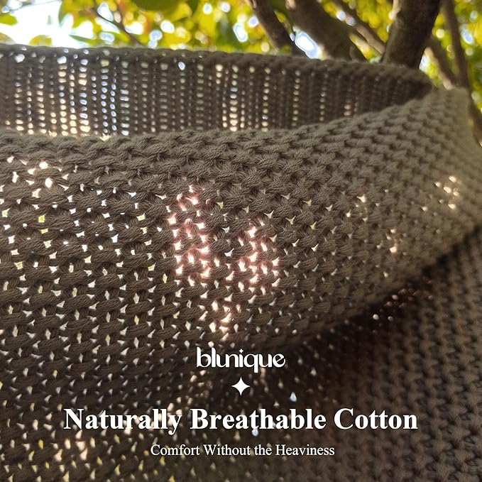 100% Cotton Cable Knit Throw Blanket, Lightweight Soft Knit Blanket for Sofa Couch Bed, Breathable All-Season Throw, Cozy Decorative Blanket, 50 x 60 Inch,Taupe